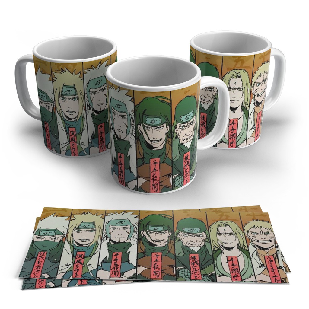Caneca personalizada Naruto Shippuden Hokages Hashirama Senju Tobirama Hiruzen Sarutobi Minato Namikaze Tsunade Kakashi Hatake Naruto Uzumaki honoka