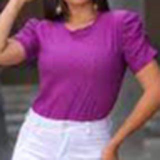 Blusa feminina lesie manga curta bufante sem bojo