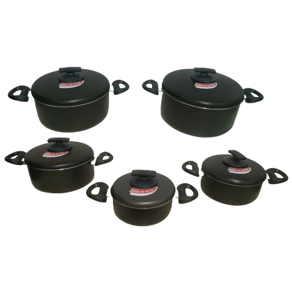 Conjunto De Panelas Antiaderente Nº 16 Ao Nº 24 Com Tampa Com Saída De Vapor Conjunto 5 Panelas Antiaderente Artigos Para Cozinha