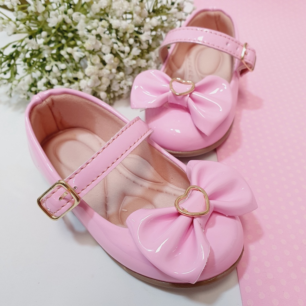 Sapatilha Infantil Feminina Rosa Milu Fashion Com Laço Detalhe Coração em Oferta na Shopee