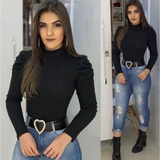 Blusa manga longa bufante Princesa (gola alta)