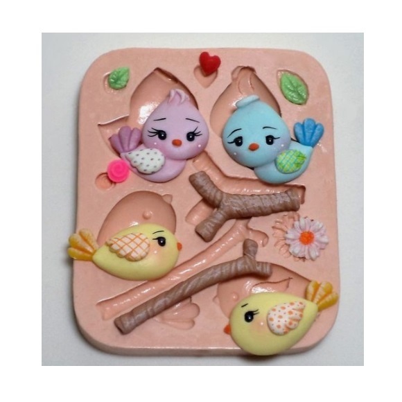 Molde de Silicone Passarinhos do Jardim Encantado para Biscuit e Confeitaria em Oferta na Shopee