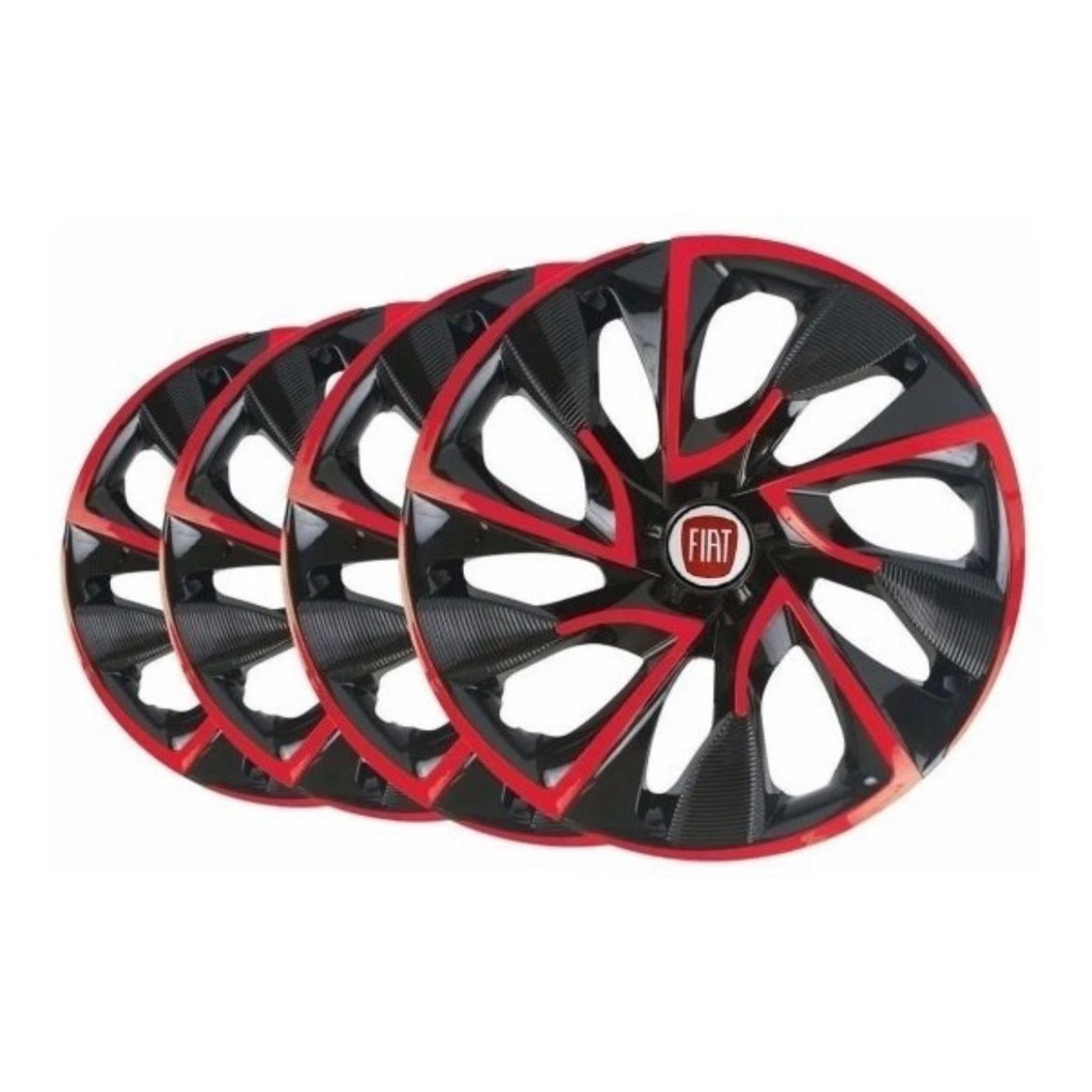 Jogo 4 Calotas Ds4 Aro 15 Red Cup Fiat Uno Strada Mobi Argo