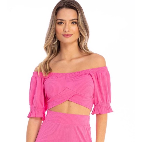 Cropped Feminino Estiloso Amarração/Nozinho/Blusa/Canelado Moda Feminina Blogueira/Ciganinha