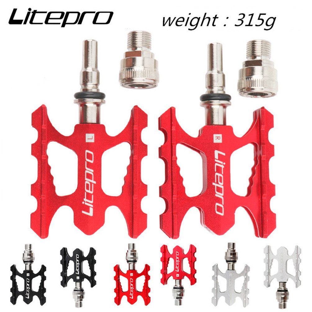 LITEPRO Pedais De Liberação Rápida Dobrável Bicicleta Ultraleve Alumínio MTB Estrada Antiderrapante Para Brompton Fnhon