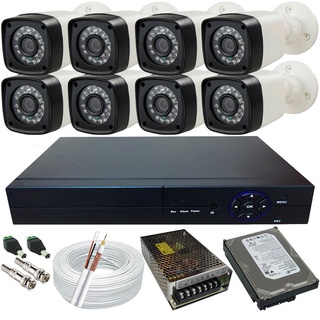 Kit 8 Câmeras Full HD 1080P Cftv Para Monitoramento Residencial e Comercial