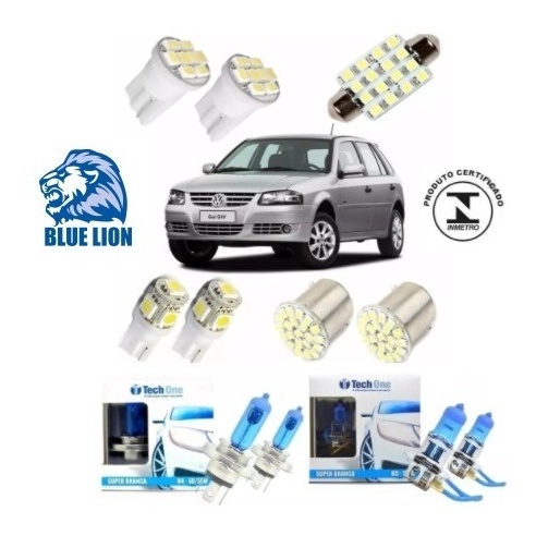 Kit Lampadas Led Super Branca Gol G2 G3 G4 Ré Pingo Techone