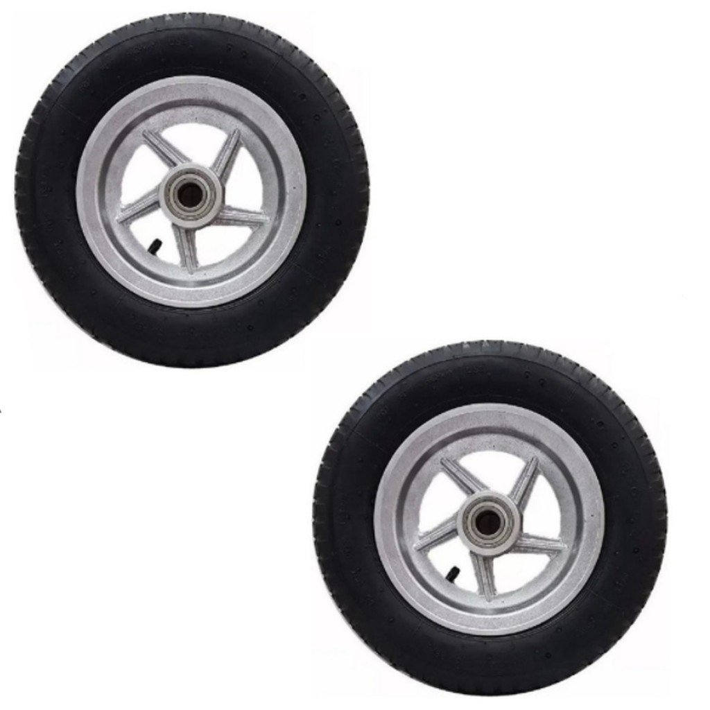 Conjunto 2 Rodas De Alumínio Aro 8'' Rolamento Pneu Camara para Carretinha em Oferta na Shopee