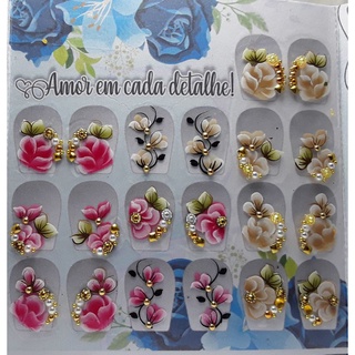 Cartelão de adesivos artesanais para unha com 20 unidades feito a mão ?