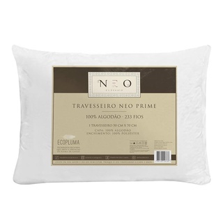 Travesseiro Camesa Neo Prime Ecopluma 0.50x0.70m - Percal 233 Fios Branco