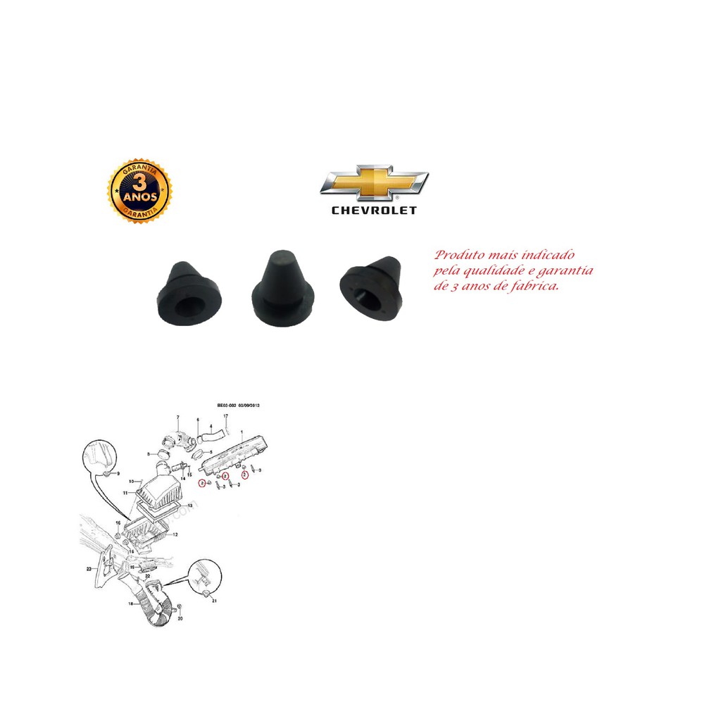 3 Coxim Bucha Isolador Do Ressonador Gm Spin/ Onix/ Sonic/ Cobalt