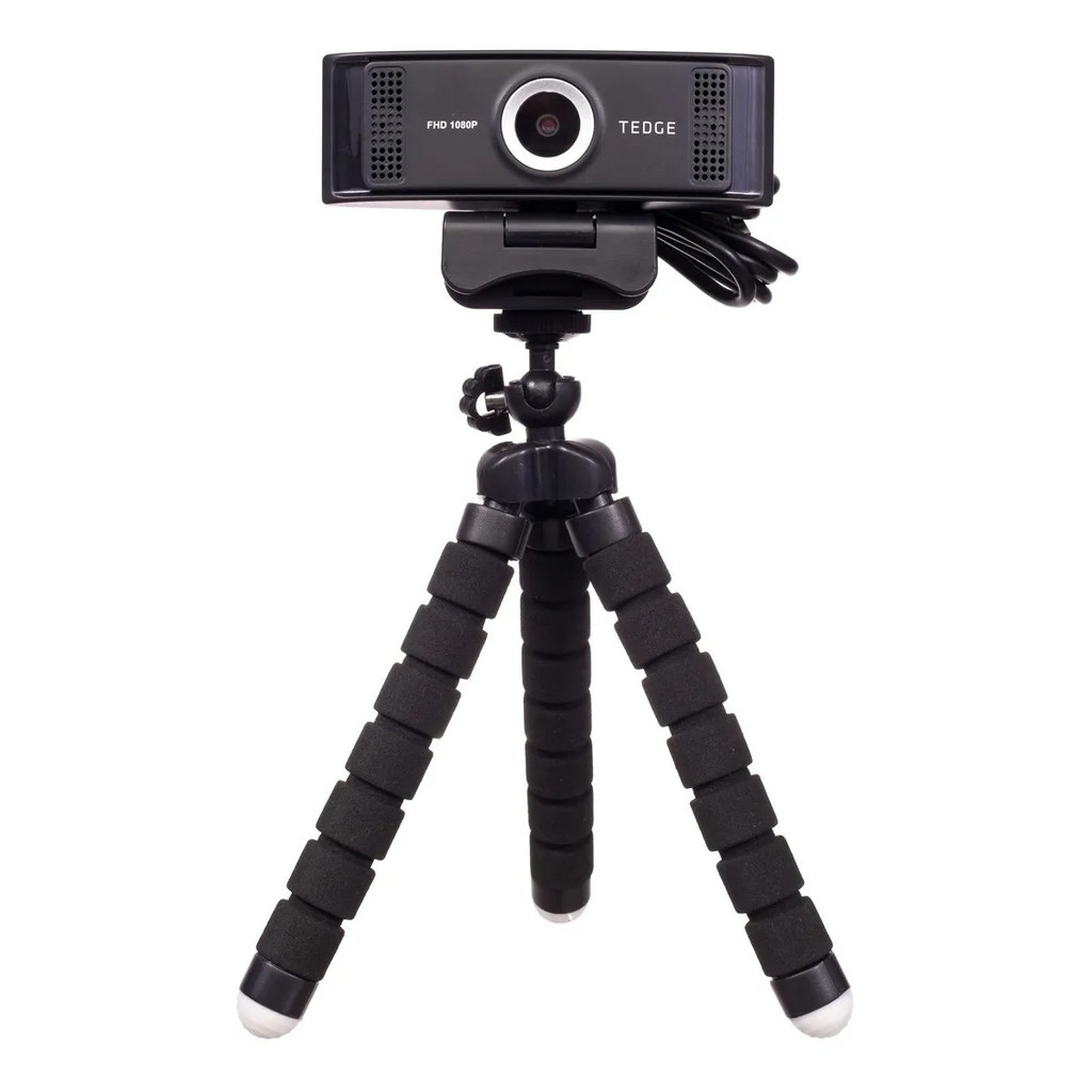 Webcam Tedge Full HD 1080p + Tripé + Protetor de Privacidade | Home Office, Aulas e Streamer