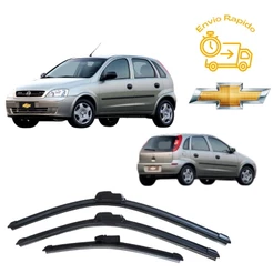 Kit Palheta Limpador Parabrisa Dianteiro + Traseiro Corsa Hatch 2004 a 2012