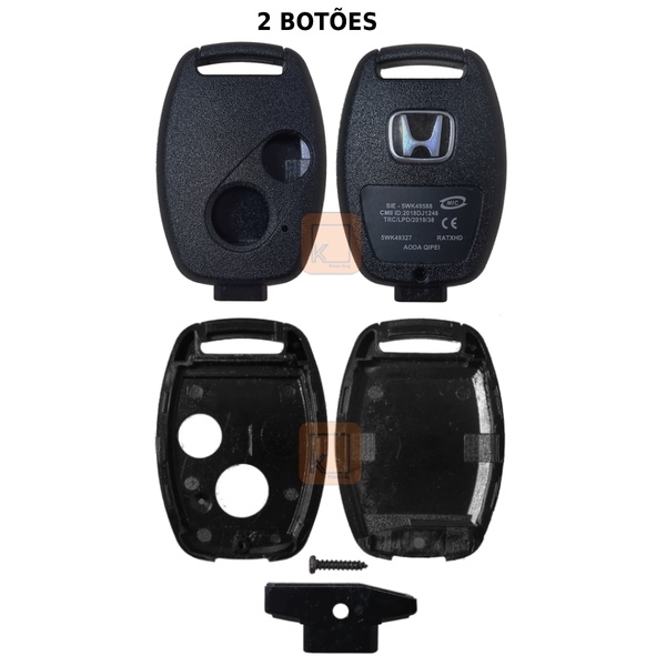 Capa Chave Honda, Carcaça Chave Honda, Civic, City, Fit