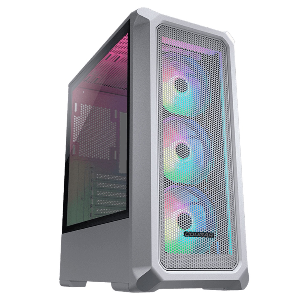 Gabinete Gamer Cougar Archon 2 Mesh RGB, Mid Tower, Vidro Temperado, ATX, Branco, Sem Fonte, Com 3 Fans - 385CC50.0002