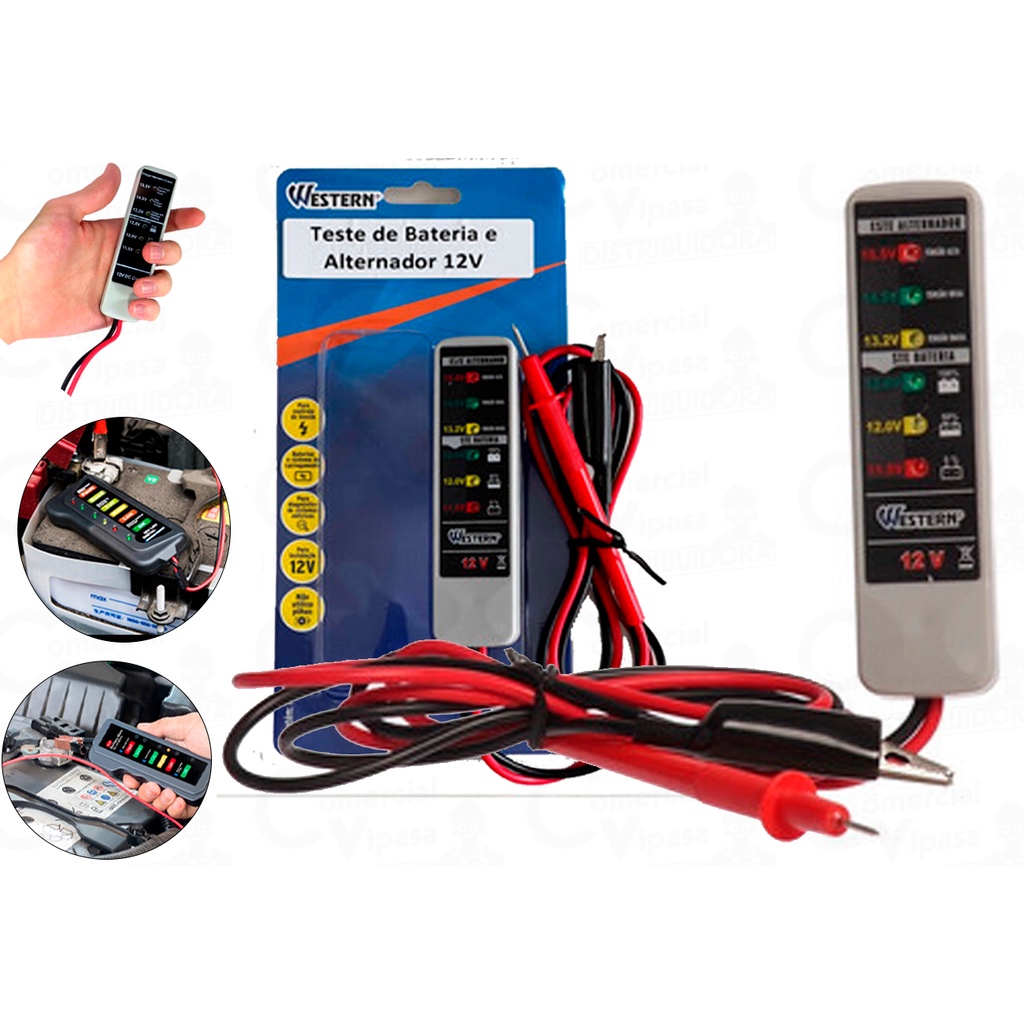 Mini Teste De Bateria E Alternador Automotivo 12v - Western Portátil Prático Teste Veicular em Oferta na Shopee