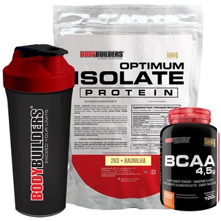 Kit Optimum Isolate Whey Protein 2kg, BCAA 100g, Coqueteleira - Bodybuilders