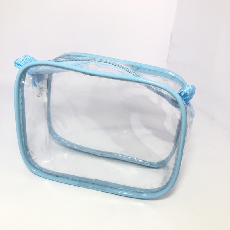 MINI necessaire transparente e AZUL 15x12 para maquiagem - maternidade - esmalte - para viagem - multiuso em Oferta na Shopee