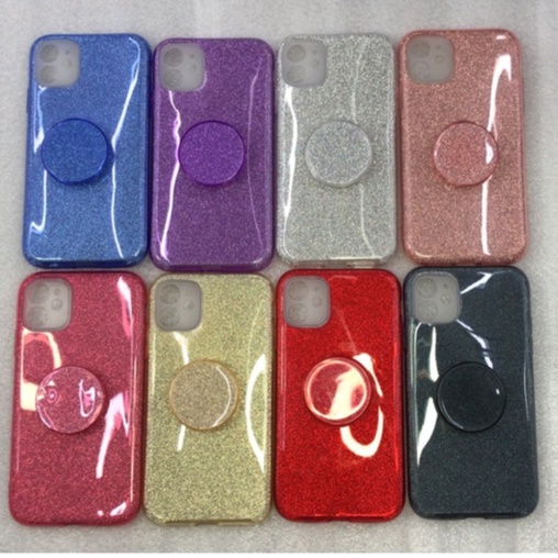 Capa Para Celular Com Brilho E40 Capinha Brilhosa Glitter Com Pop Suporte Colorida Compatível Para Modelo E40