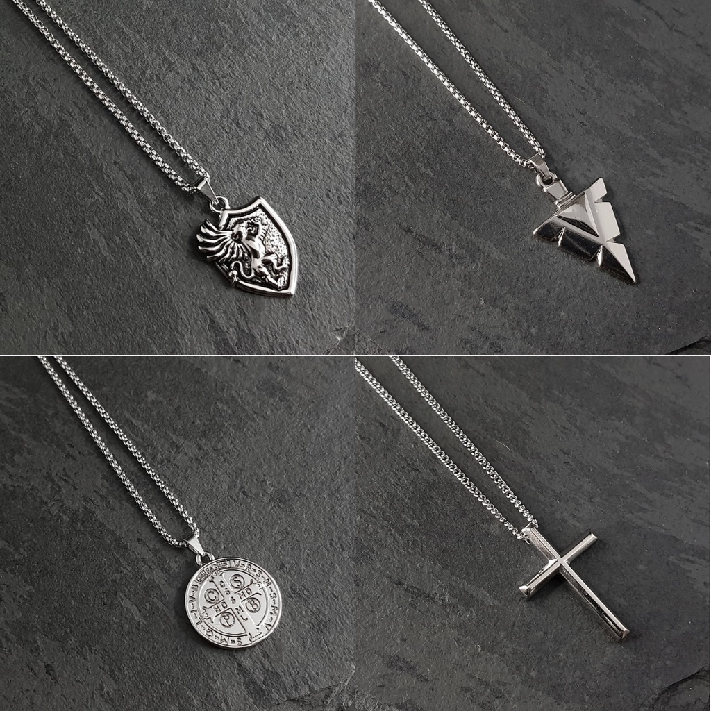 Colares Masculinos Corrente de Aço Inox Tribal Cruz Fé Griffo