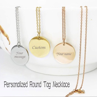 ECGIFT NE001 Colar Personalizado De Etiqueta Redonda Pingente Redondo , Nome