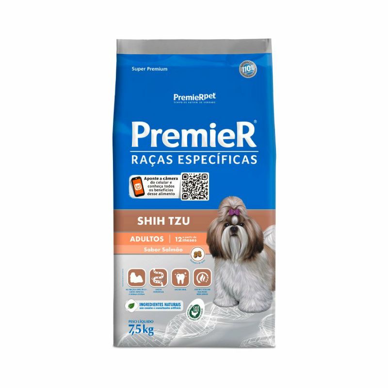 Ração Premier para Cães Adultos Shih Tzu sabor Salmão 7,5 Kg