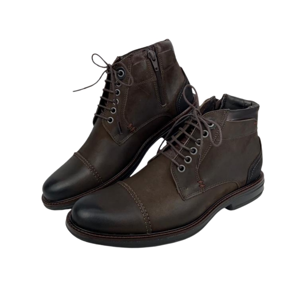 Sapato Social Anatomic Gel Vintage Brown Camurça Couro Legítimo Forrado Palmilha Macia Com Zíper REF: 8782