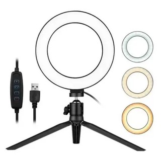 Ring Light Led Mesa Iluminador Pequena Tripé 6 Polegada 16cm