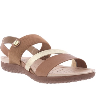 Sandália Modare Ultraconforto Flatform Metalizado Caramelo