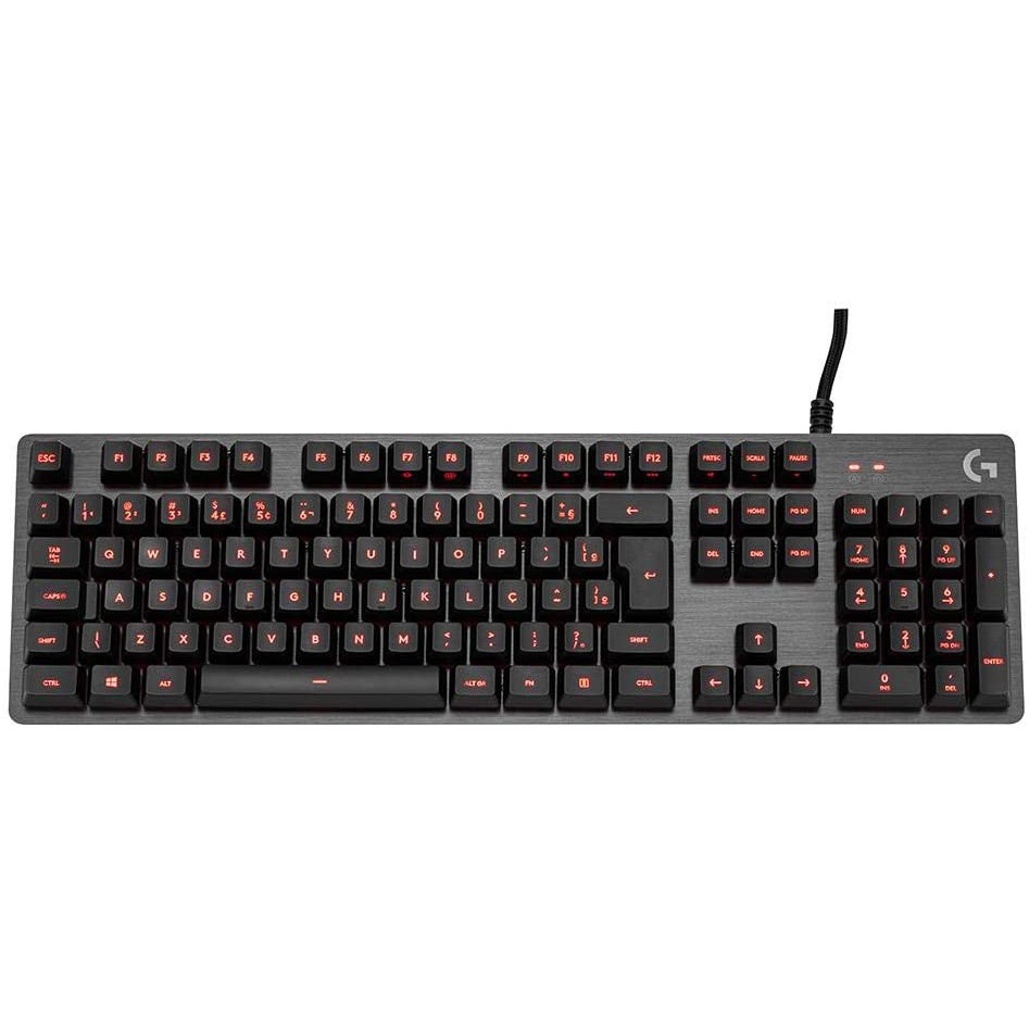 Teclado Mecânico Gamer Logitech G413 Carbon com Layout ABNT2, Iluminação Vermelha, USB Passthrough e Switch Exclusivo Romer-G