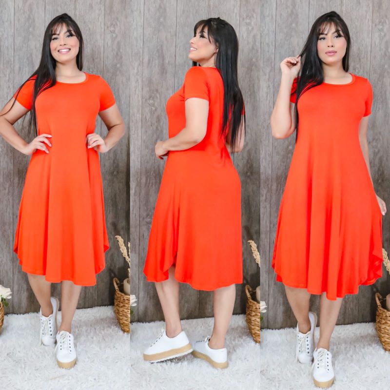 Vestido Midi Com Manguinha Primavera/verão