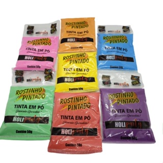 Kit 7 Tinta Pó Holi Party Carnaval Festa Ensaio Fotográfico Corante Smile Chá Revelação Reveillon em Oferta na Shopee