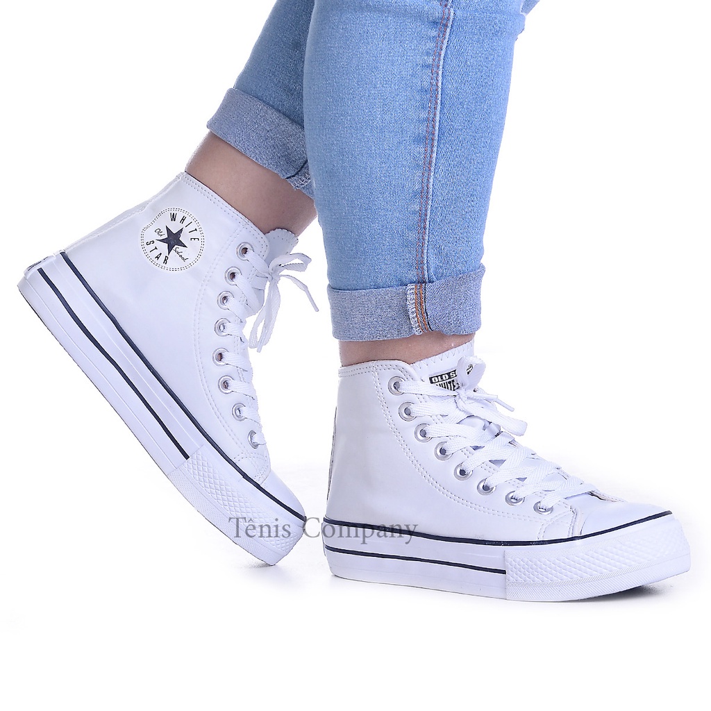 Converse All All Star Branco Cano Alto Plataforma Tenis All Star