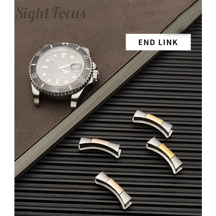 (Compatível Apenas Com Pulseira De Borracha) Extremidade Curva De 20 Mm 2 Unidades De Elo Final Sólido Para Rolex Dayton