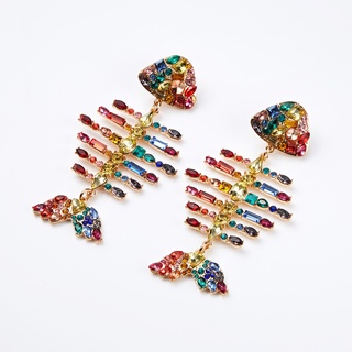 Pinkdudu Brincos De Espinha De Peixe Colorido Liga Acrílica Rhinestone Exagerado Moda Personalidade Animal Para Jóias Femininas PD644