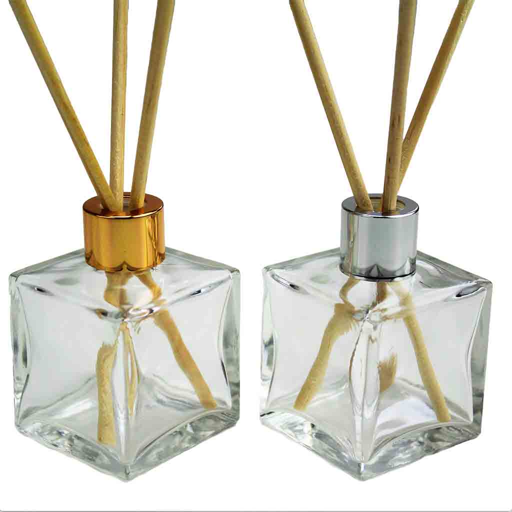 Kit 10 Frascos de Vidro Cubo 50ml P/ Aromatizador Difusor de Ambiente Luxo + Varetas