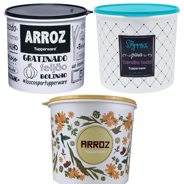 Tupper Caixa Arroz Tupperware Plus Pote mantimentos Bistrô Ou PB Ou Amarela 5kg