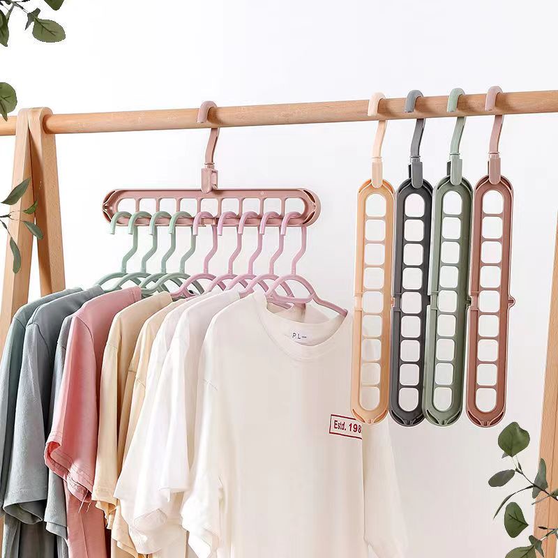 Kit 5 Cabides Organizador para Armário com 9 Furos Multidobrável - Diversas Cores