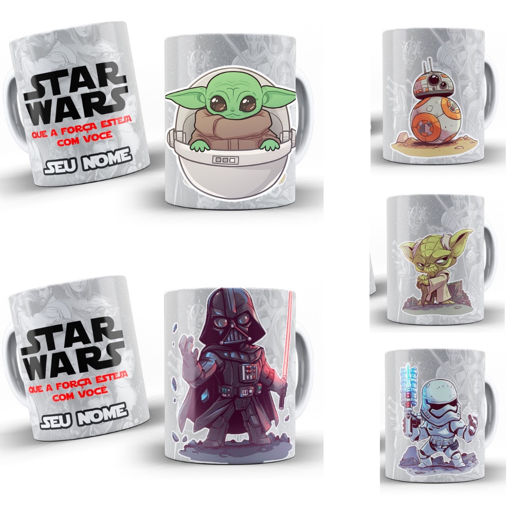 Caneca Star Wars - Linha Exclusiva Porcelana Importada (325 ML) Personalizada - (Escolha Arte e Frase e MONTAMOS PARA VOCÊ!!)