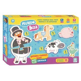 Quebra Cabeça Em Madeira Baby Bita E Os Animais 0692 - Nig em Oferta na Shopee