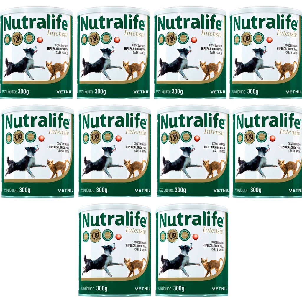 10 Nutralife Intensiv Suplemento Cães Gatos 300g Vetnil em Oferta na Shopee