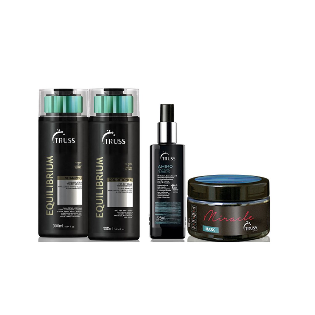 Truss Equilibrium Shampoo e Condicionador e Amino e Máscara Miracle