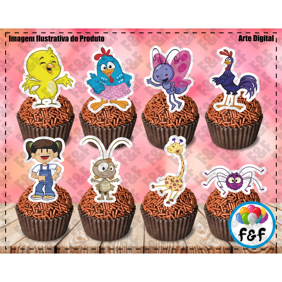 Toppers Tags Docinhos Doces Galinha Pintadinha Rosa em Oferta na Shopee