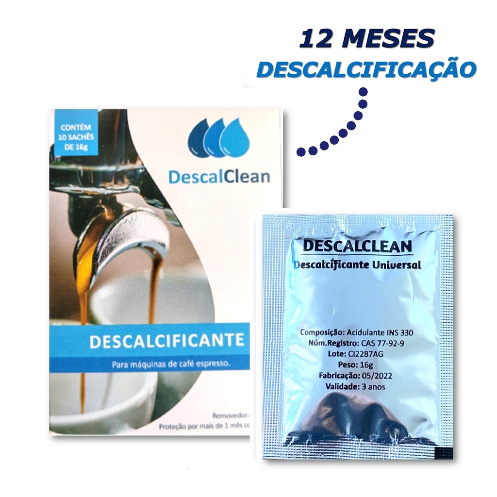 Imagem Kit 10 Descalcificantes Limpeza De Cafeteira Expresso Manual ou Automática Para Todos Modelos