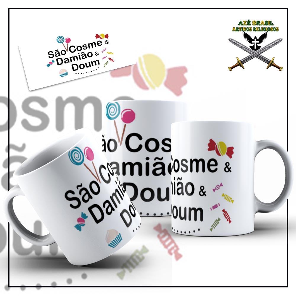 Caneca Personalizada São Cosme, São Damião e Doum.
