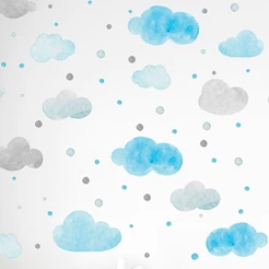 Adesivo de Parede Nuvens Aquarela Cinza e Azul 73 uni