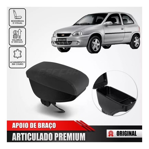 Apoio De Braço Descanso Corsa Wind 1994 A 2001 Grafite Couro - Spare Parts and Accessories for Vehicles