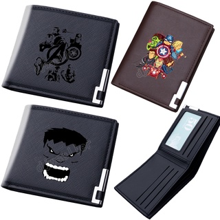 Homens Carteiras Curtas De Couro Pu Spiderman Marvel Hulk Menino Impressão Bifold Purse ID Titular Do Cartão De Crédito Presentes