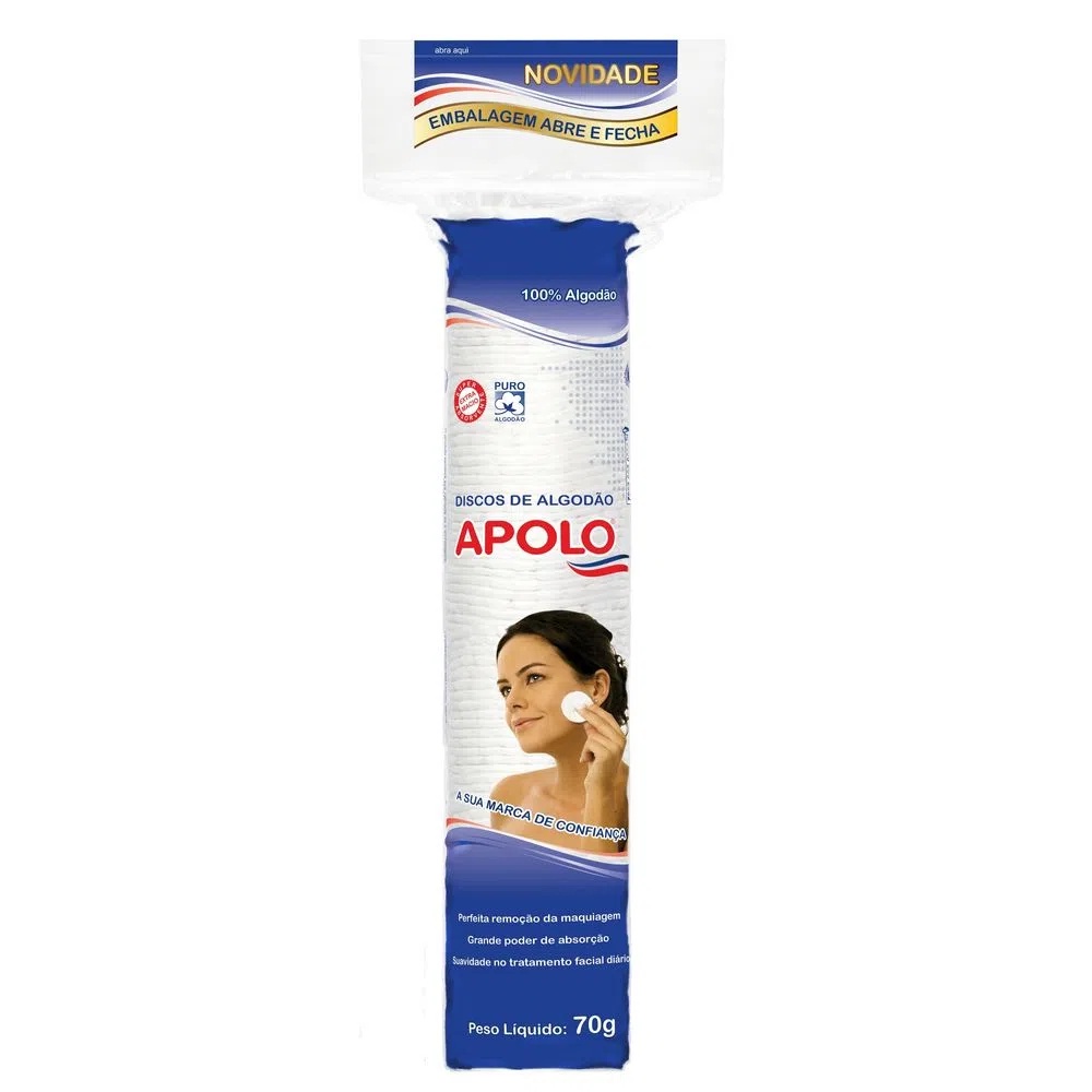 Algodão Disco Apolo 70g Para Limpeza e Cuidado Facial