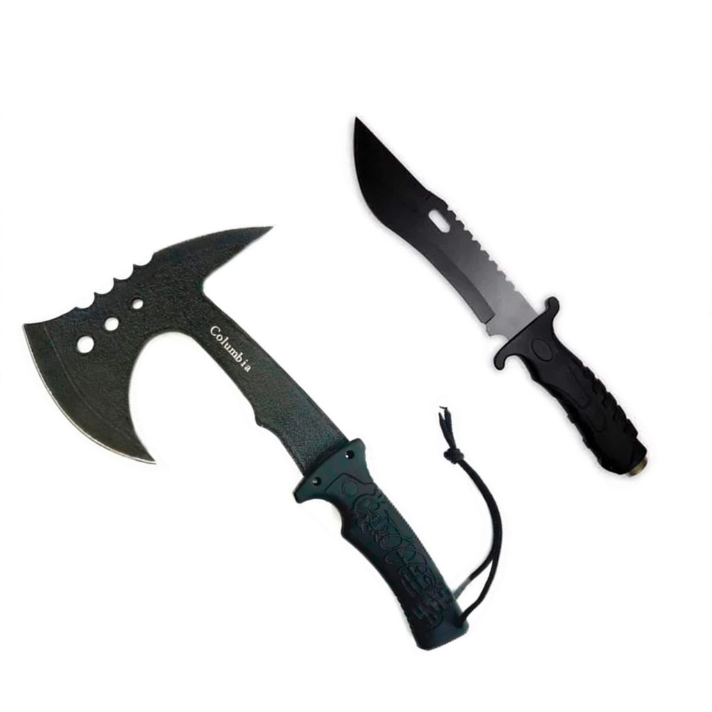 Faca Esportiva + Machado Viking Machadinho arremesso Trilha Pesca Camping Acampamento Trilha